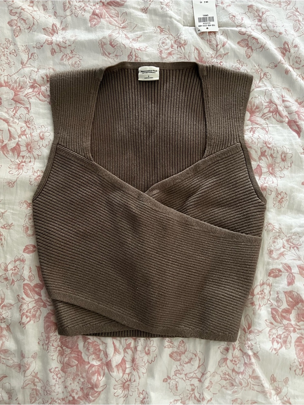 Abercrombie & Fitch Taupe Ribbed Wrap Knit Tank